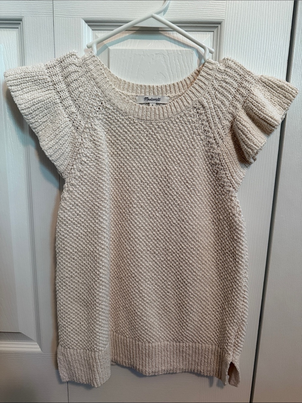 Madewell Cream Textured Short-Sleeve Knit Top